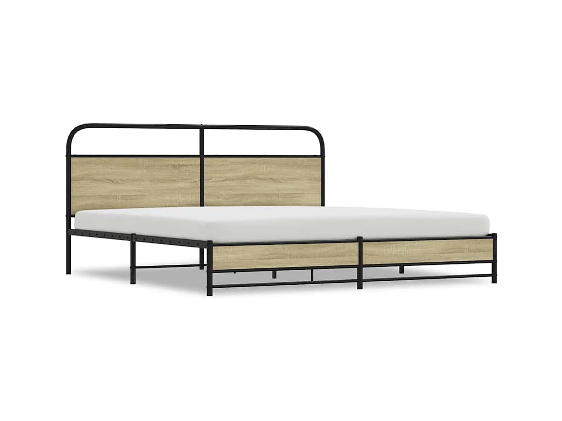 Cadre de lit en métal sans matelas chêne sonoma 183x213 cm
