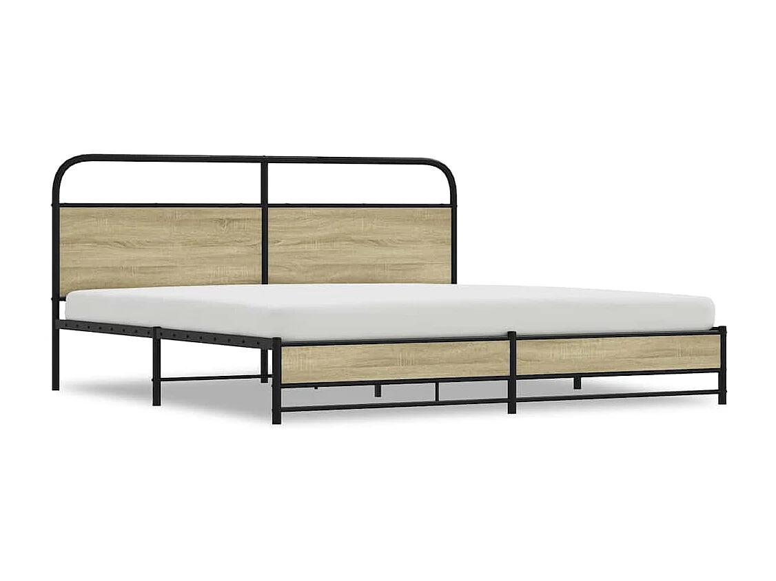 Cadre de lit en métal sans matelas chêne sonoma 183x213 cm