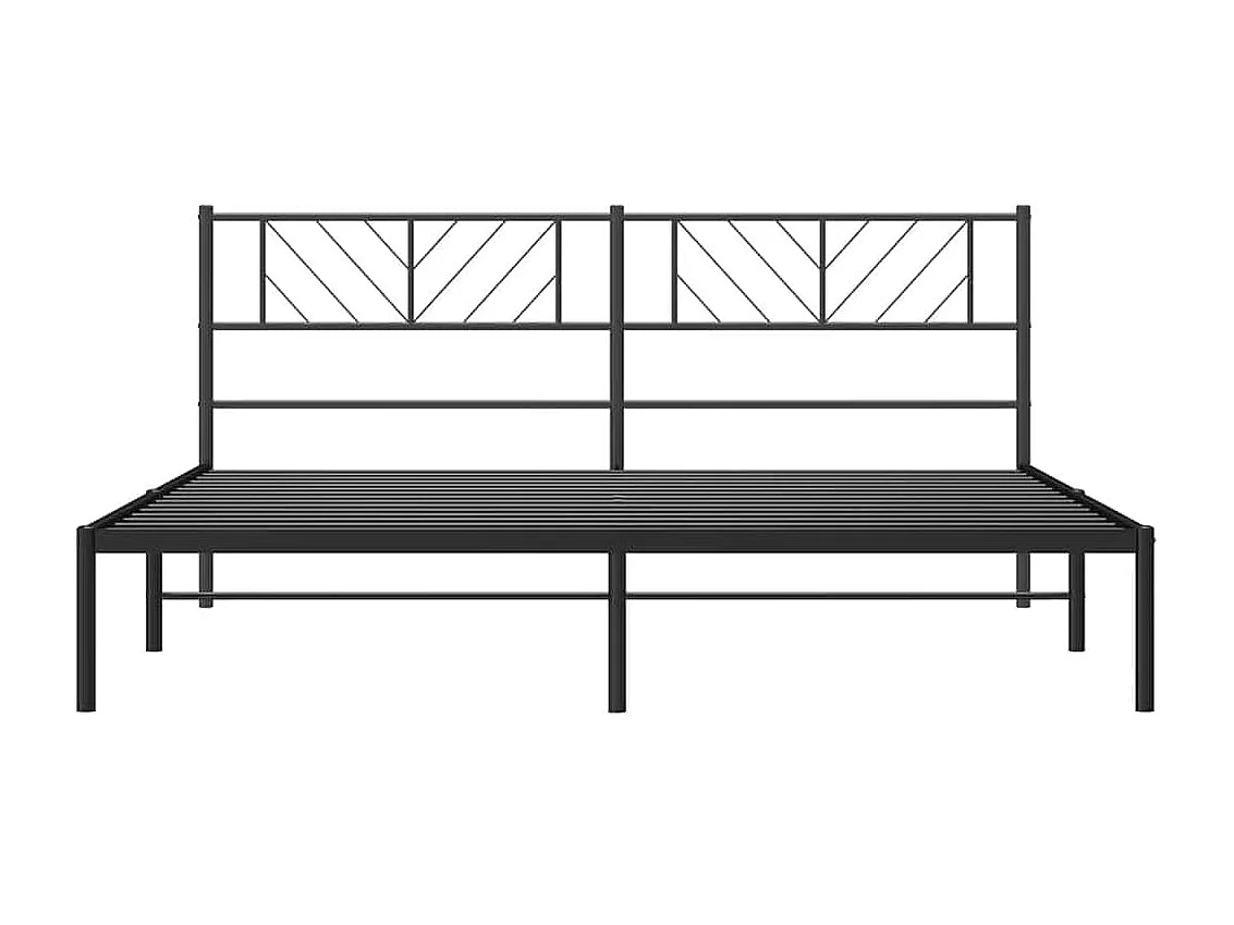 Cadre de lit métal sans matelas avec tête de lit noir 183x213cm