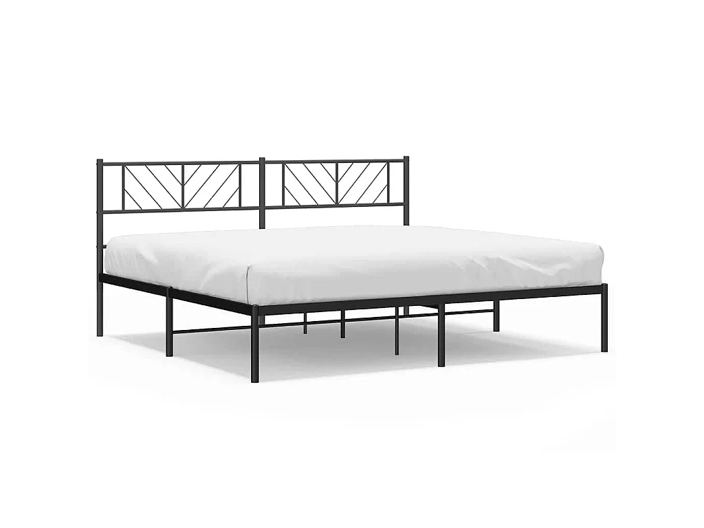Cadre de lit métal sans matelas avec tête de lit noir 183x213cm