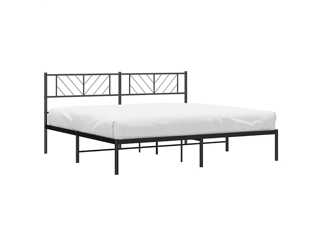 Cadre de lit métal sans matelas avec tête de lit noir 183x213cm