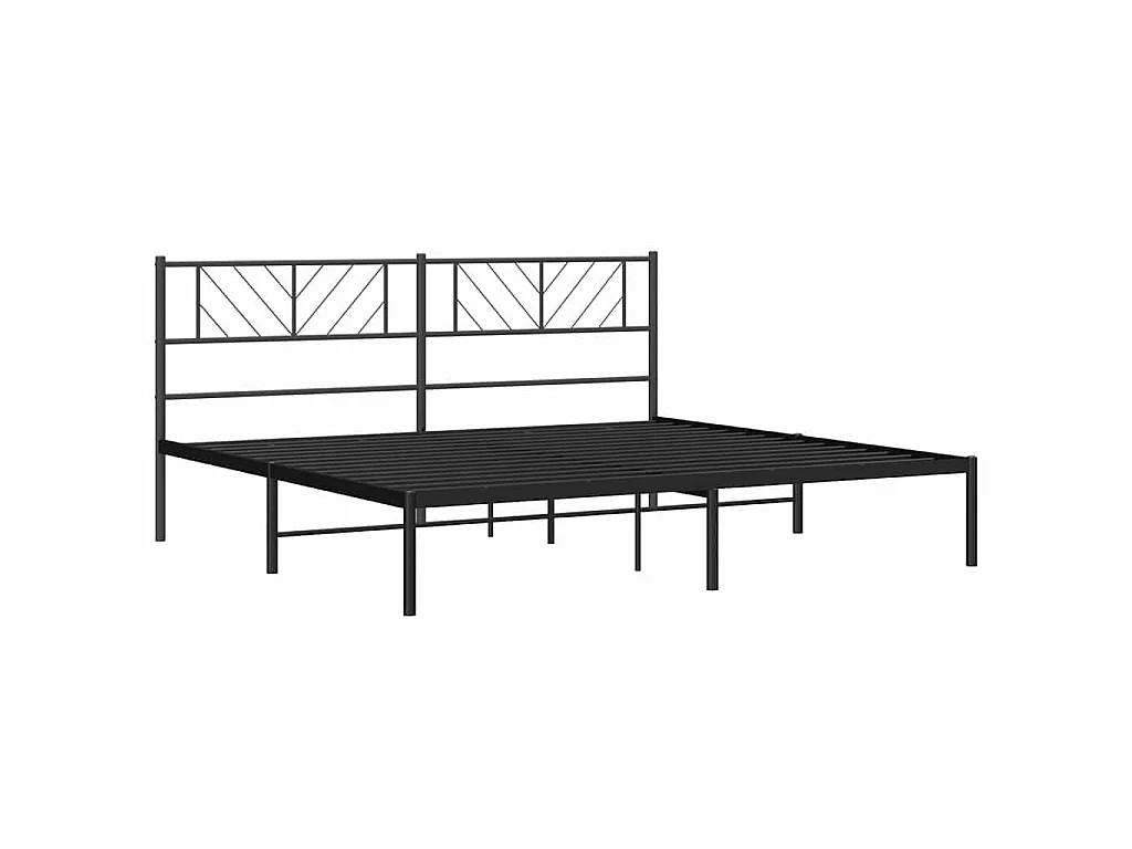 Cadre de lit métal sans matelas avec tête de lit noir 183x213cm