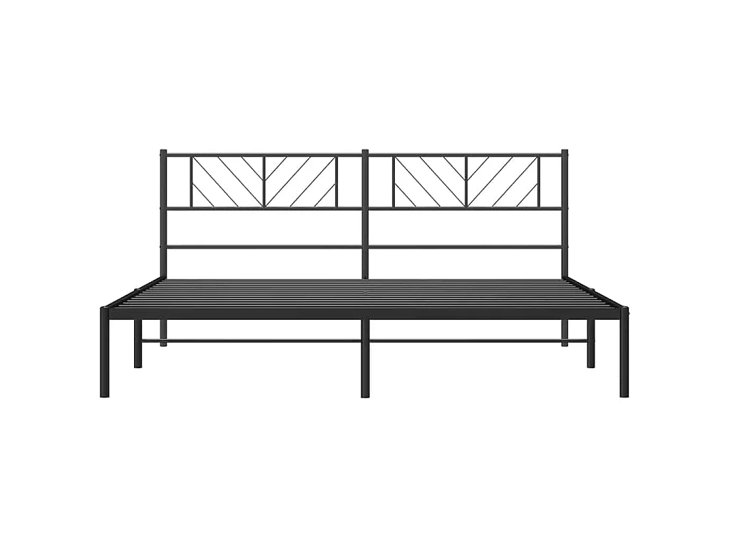 Cadre de lit métal sans matelas avec tête de lit noir 183x213cm
