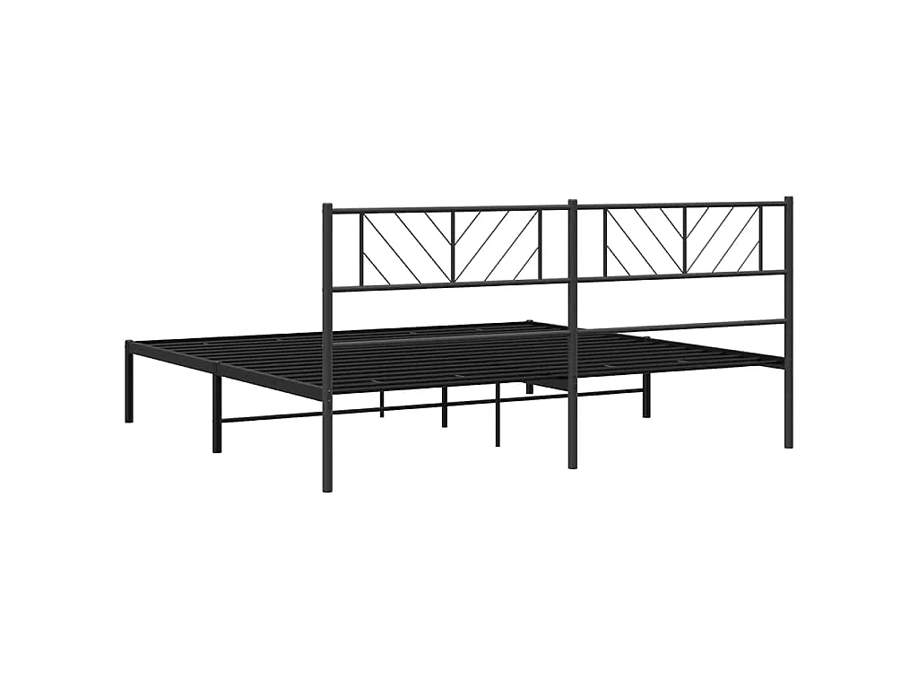 Cadre de lit métal sans matelas avec tête de lit noir 183x213cm