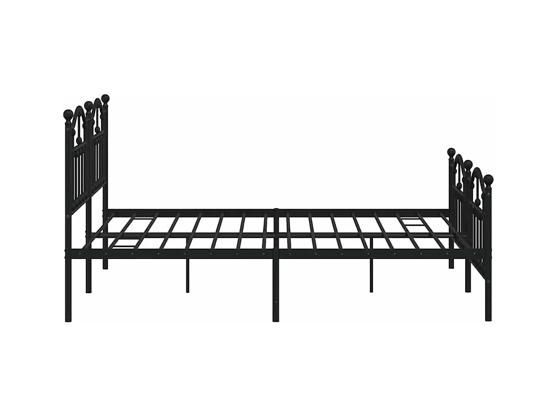 Cadre de lit métal sans matelas avec pied de lit noir 183x213cm