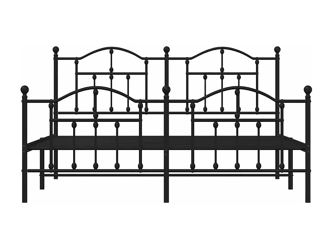 Cadre de lit métal sans matelas avec pied de lit noir 183x213cm