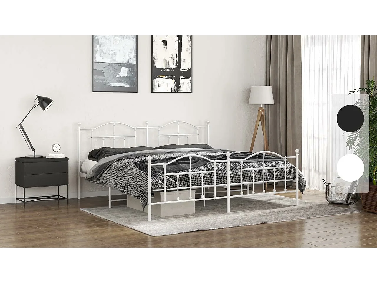 Giroletto con Testiera e Pediera Metallo Nero 183x213 cm