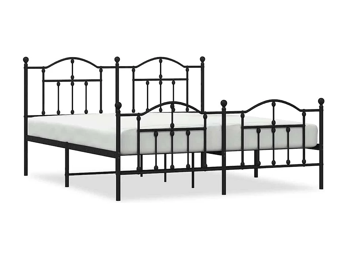 Cadre de lit métal sans matelas avec pied de lit noir 183x213cm