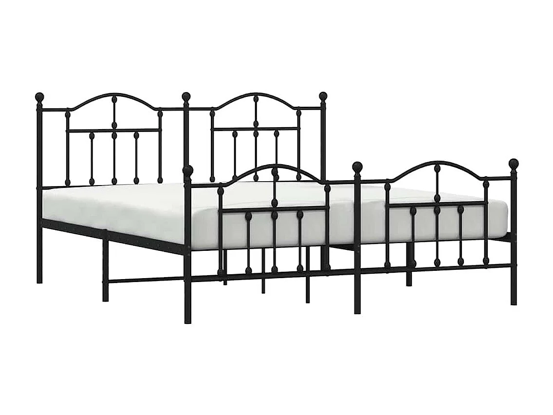 Cadre de lit métal sans matelas avec pied de lit noir 183x213cm