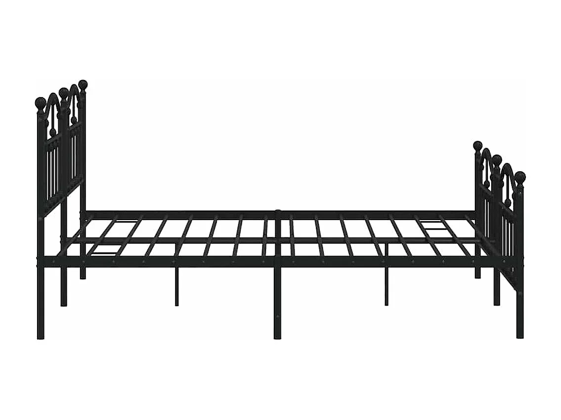 Cadre de lit métal sans matelas avec pied de lit noir 183x213cm