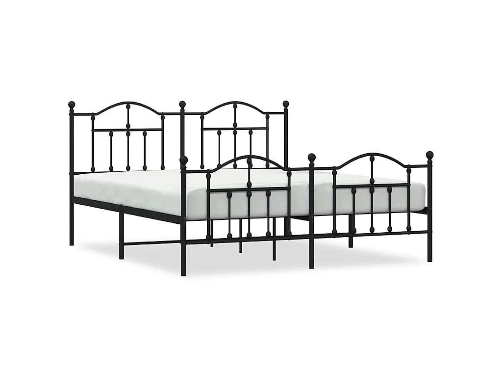 Cadre de lit métal sans matelas avec pied de lit noir 183x213cm