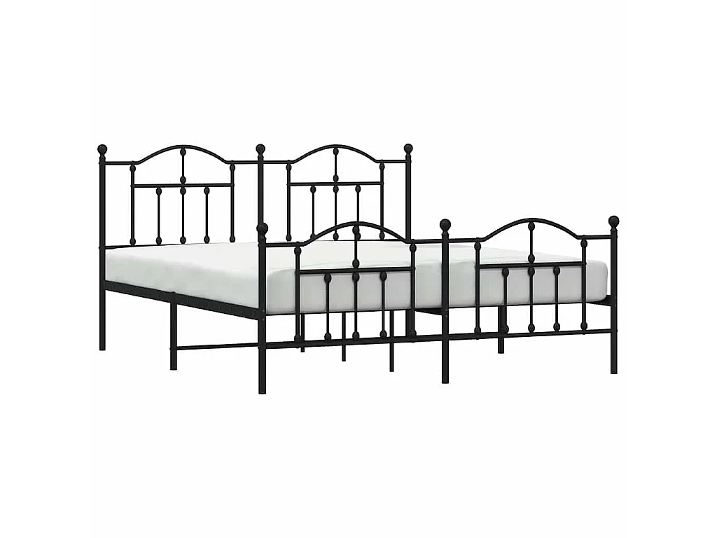 Cadre de lit métal sans matelas avec pied de lit noir 183x213cm