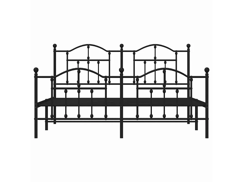 Cadre de lit métal sans matelas avec pied de lit noir 183x213cm