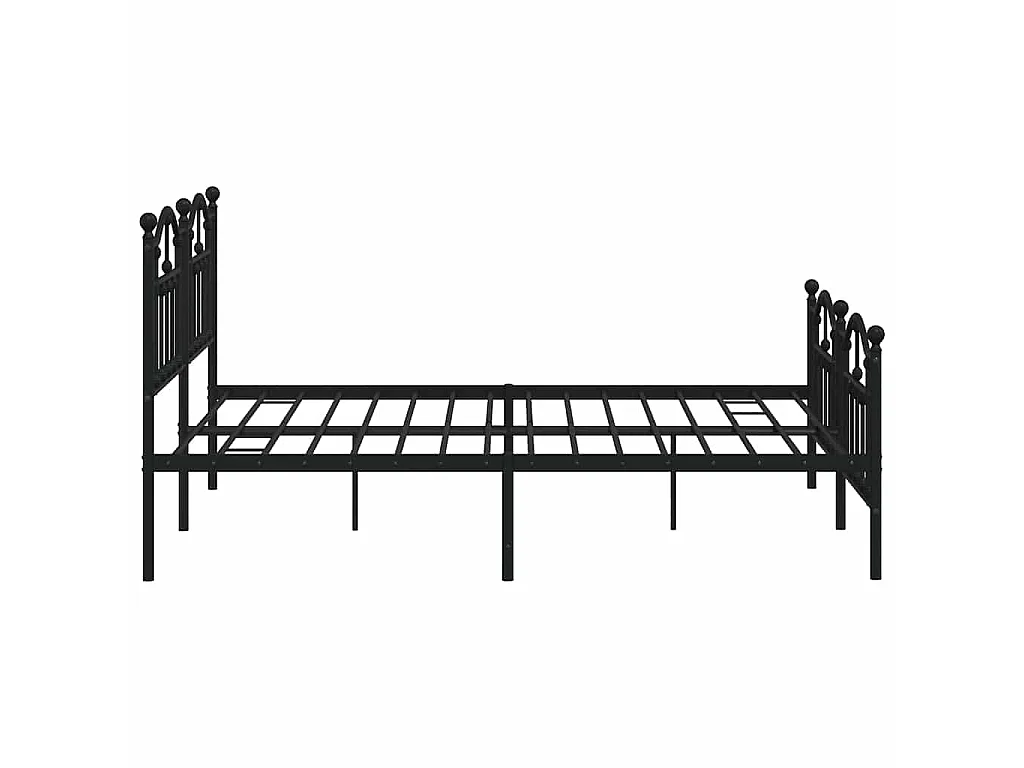 Cadre de lit métal sans matelas avec pied de lit noir 183x213cm