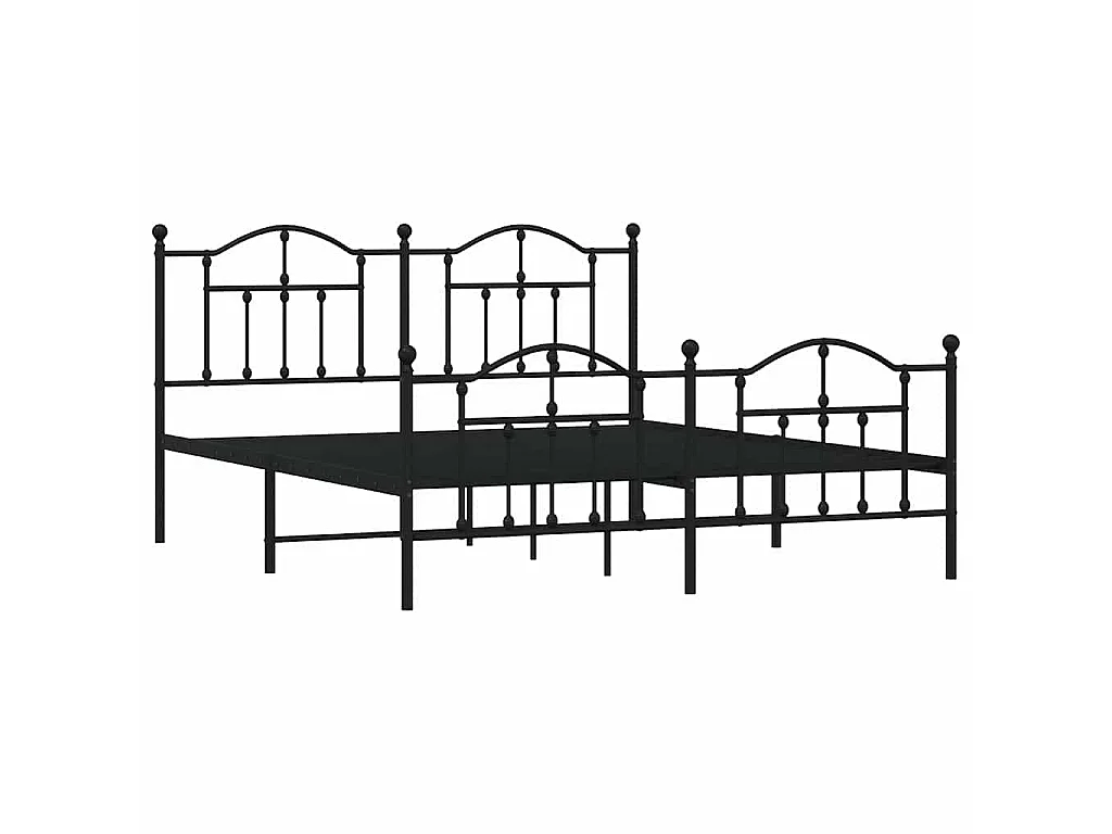 Cadre de lit métal sans matelas avec pied de lit noir 183x213cm