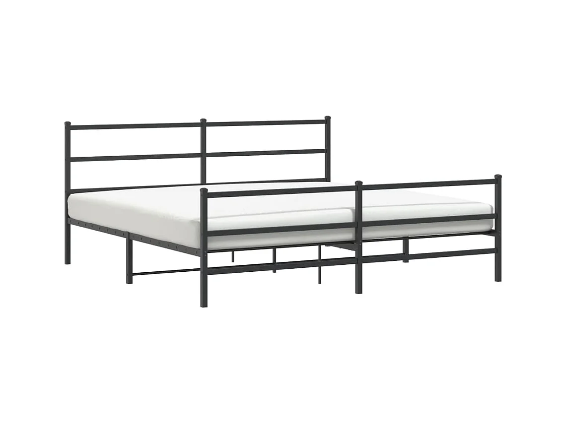 Cadre de lit métal sans matelas avec pied de lit noir 183x213cm