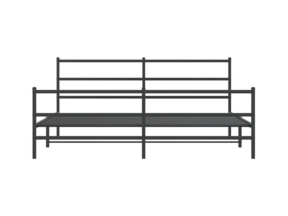Cadre de lit métal sans matelas avec pied de lit noir 183x213cm