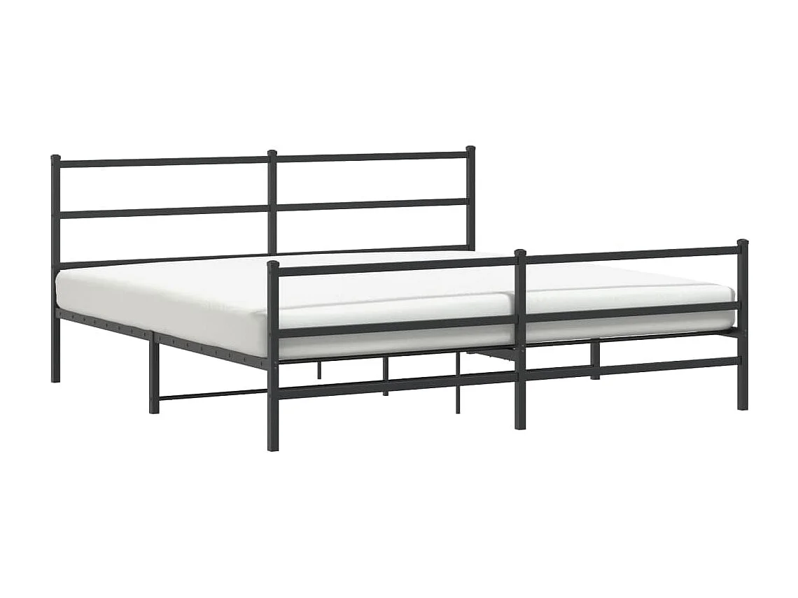 Cadre de lit métal sans matelas avec pied de lit noir 183x213cm