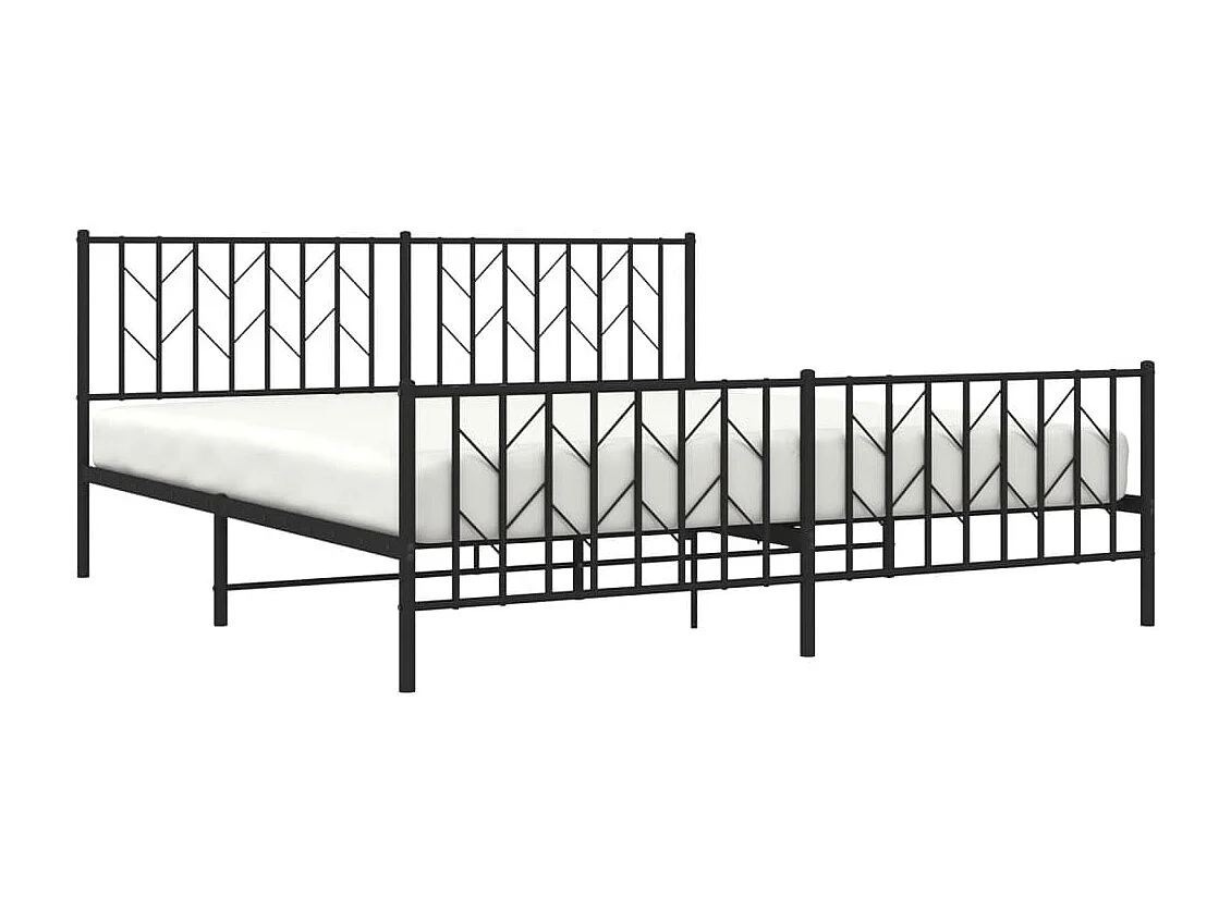 Cadre de lit métal sans matelas avec pied de lit noir 183x213cm