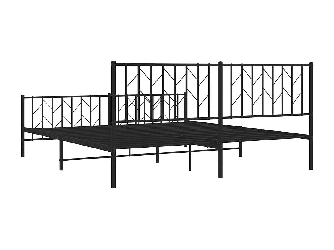 Cadre de lit métal sans matelas avec pied de lit noir 183x213cm
