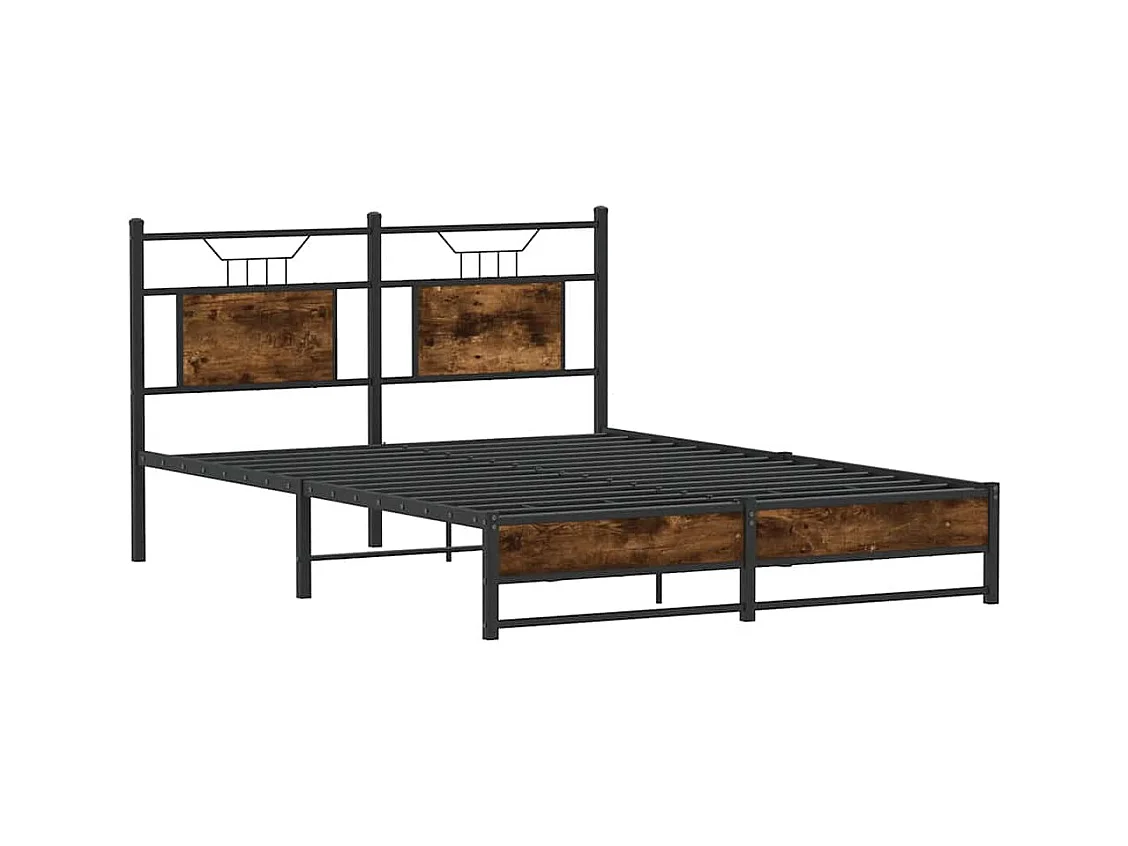 Cadre de lit sans matelas chêne fumé 137x190 cm bois ingénierie