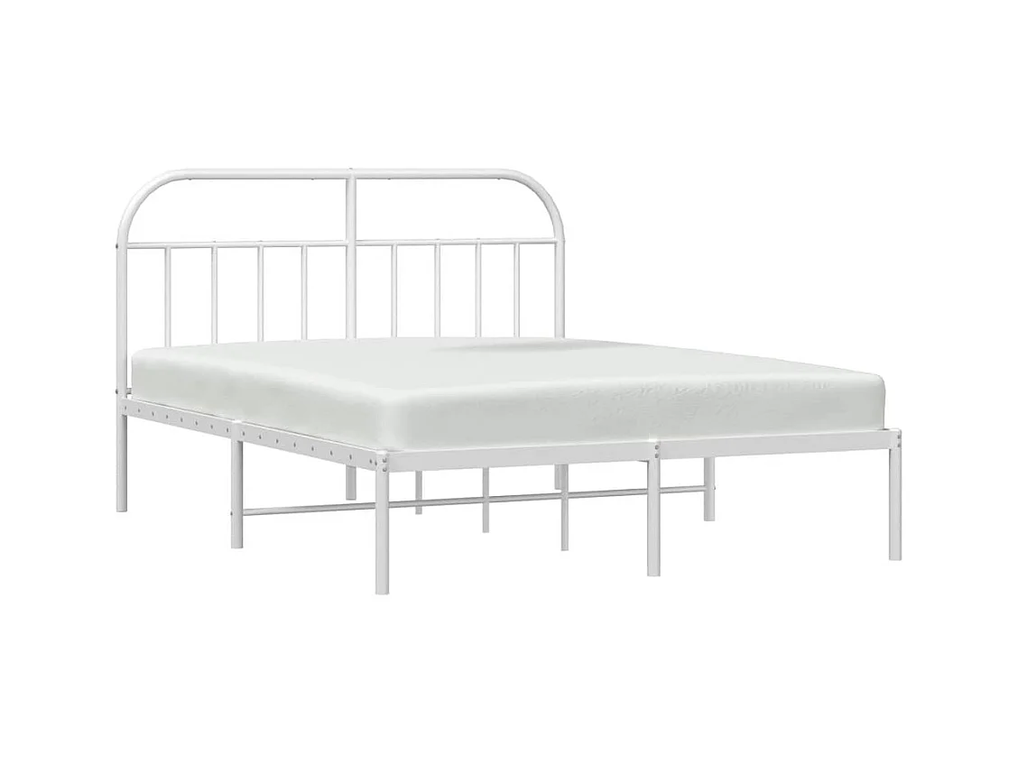 Estructura cama sin colchón con cabecero metal blanco 183x213cm