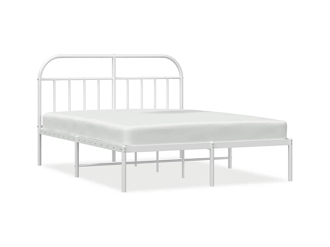Cadre de lit métal sans matelas et tête de lit blanc 183x213 cm