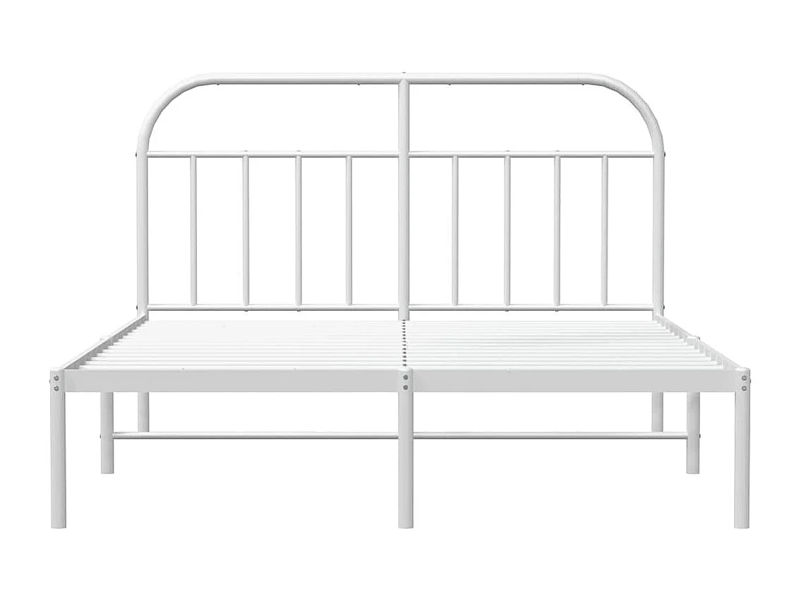 Cadre de lit métal sans matelas et tête de lit blanc 183x213 cm
