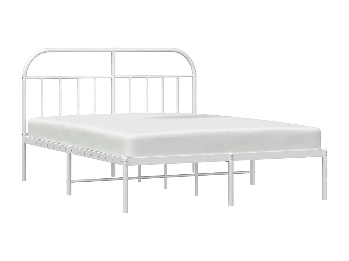 Cadre de lit métal sans matelas et tête de lit blanc 183x213 cm