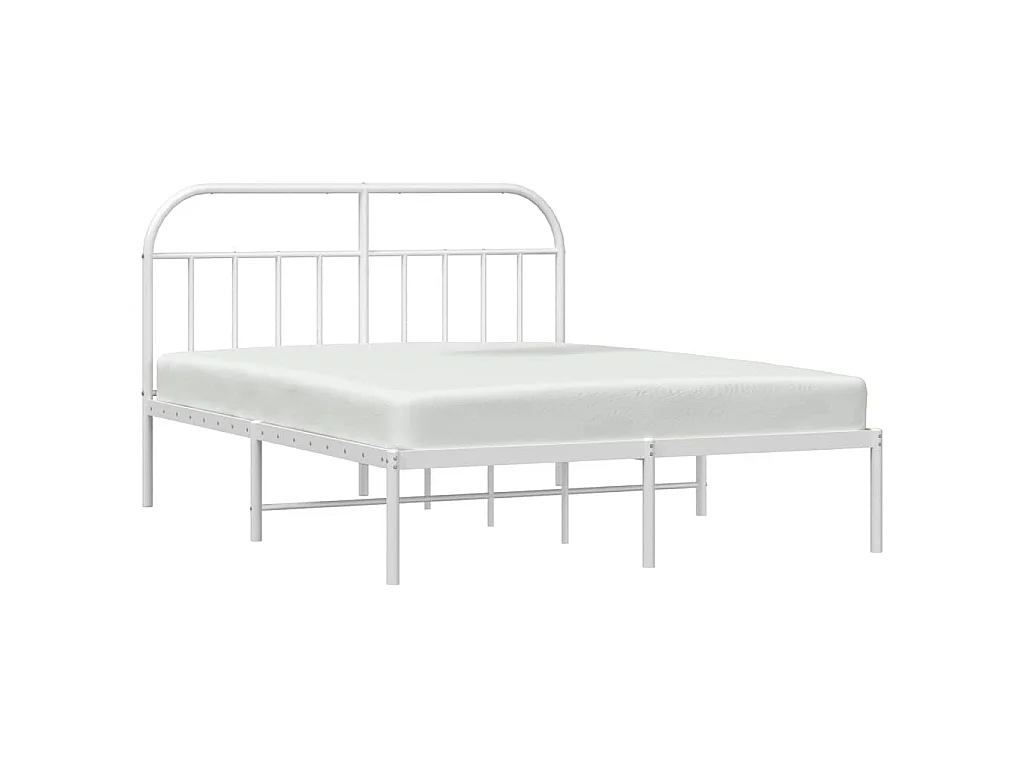 Bettgestell mit Kopfteil Metall Weiß 183x213 cm
