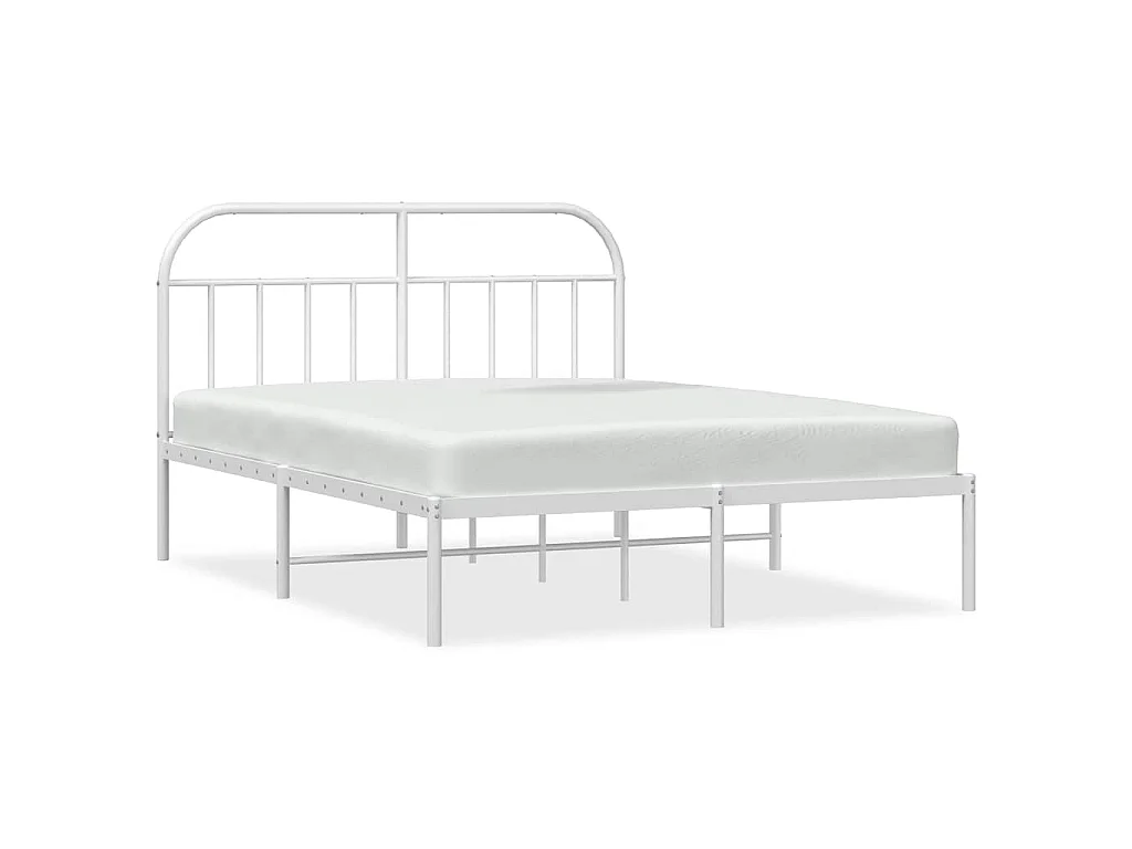 Cadre de lit métal sans matelas et tête de lit blanc 183x213 cm