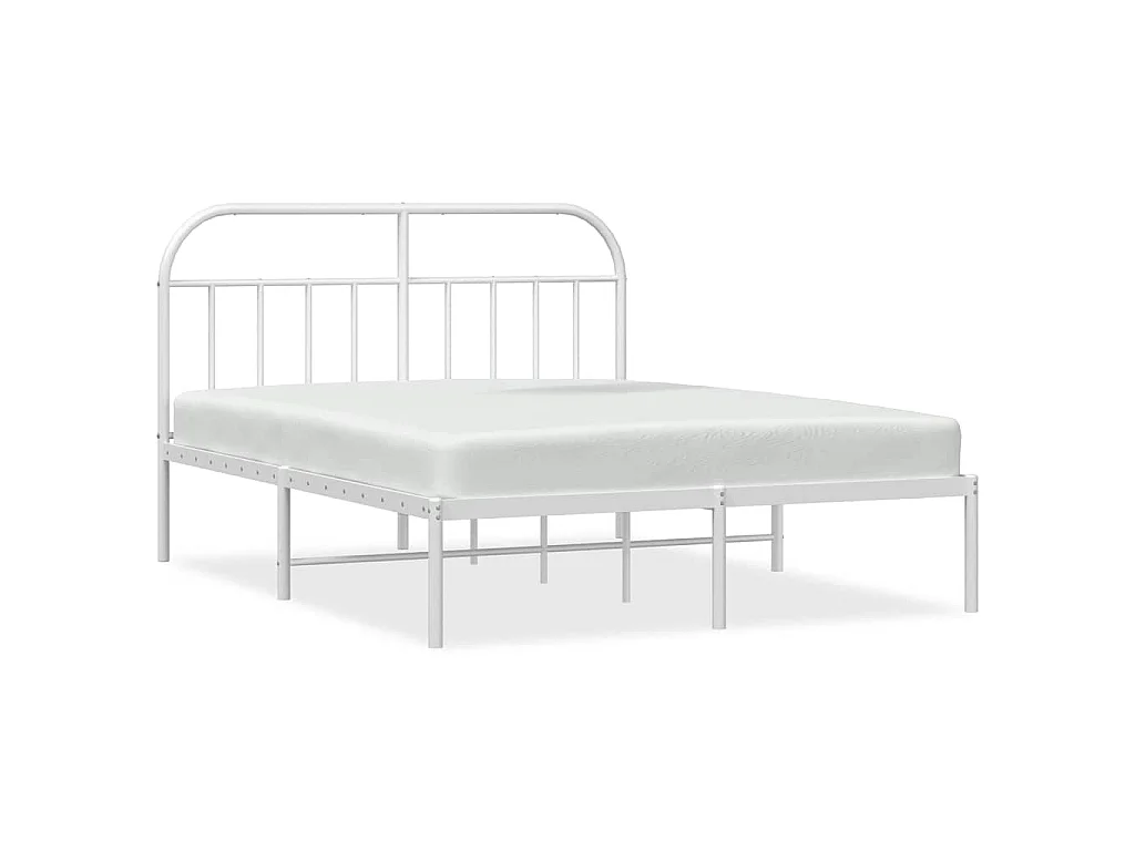 Cadre de lit métal sans matelas et tête de lit blanc 183x213 cm