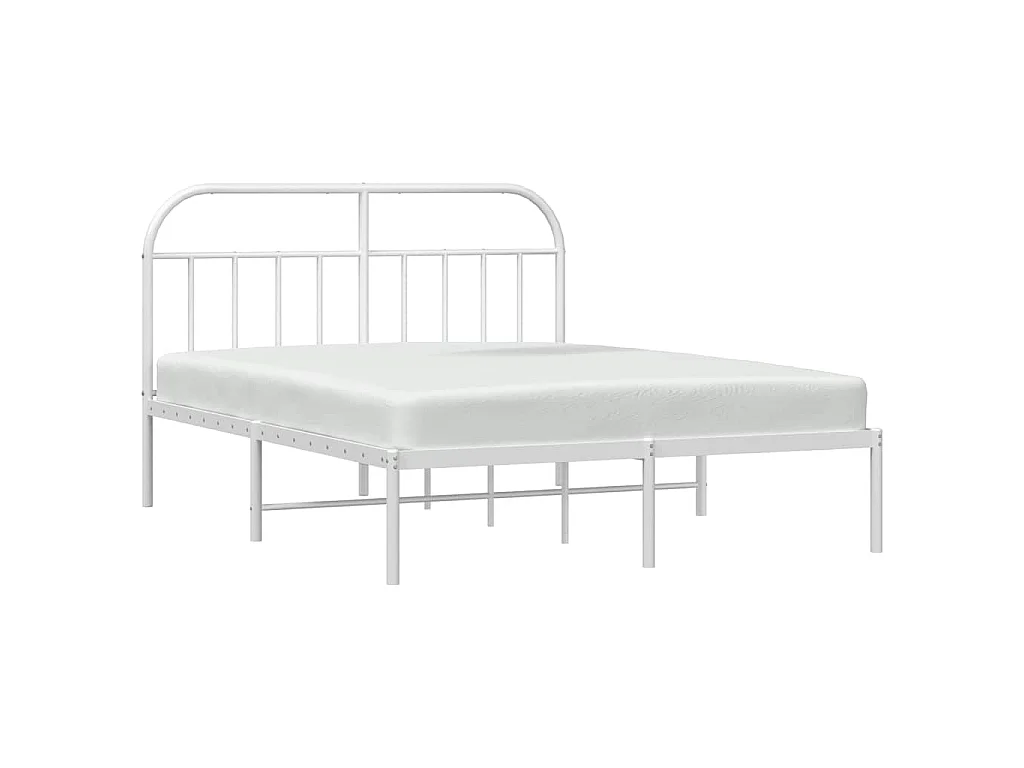 Cadre de lit métal sans matelas et tête de lit blanc 183x213 cm