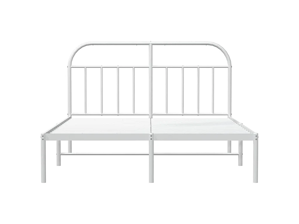 Cadre de lit métal sans matelas et tête de lit blanc 183x213 cm