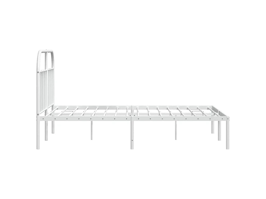 Cadre de lit métal sans matelas et tête de lit blanc 183x213 cm