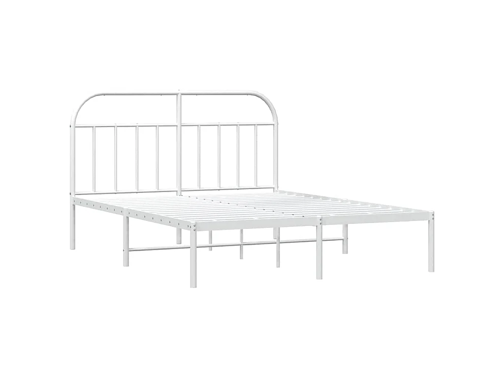 Cadre de lit métal sans matelas et tête de lit blanc 183x213 cm