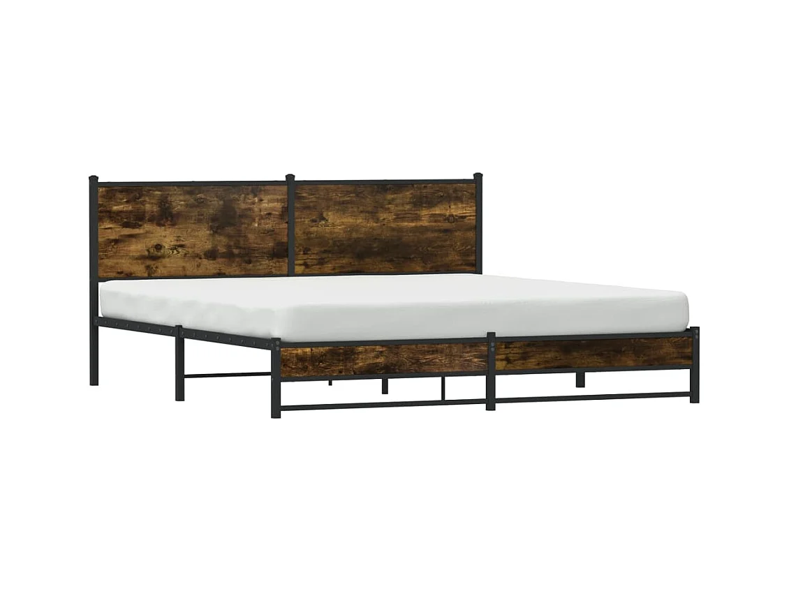 Cadre de lit en métal sans matelas chêne fumé 183x213 cm
