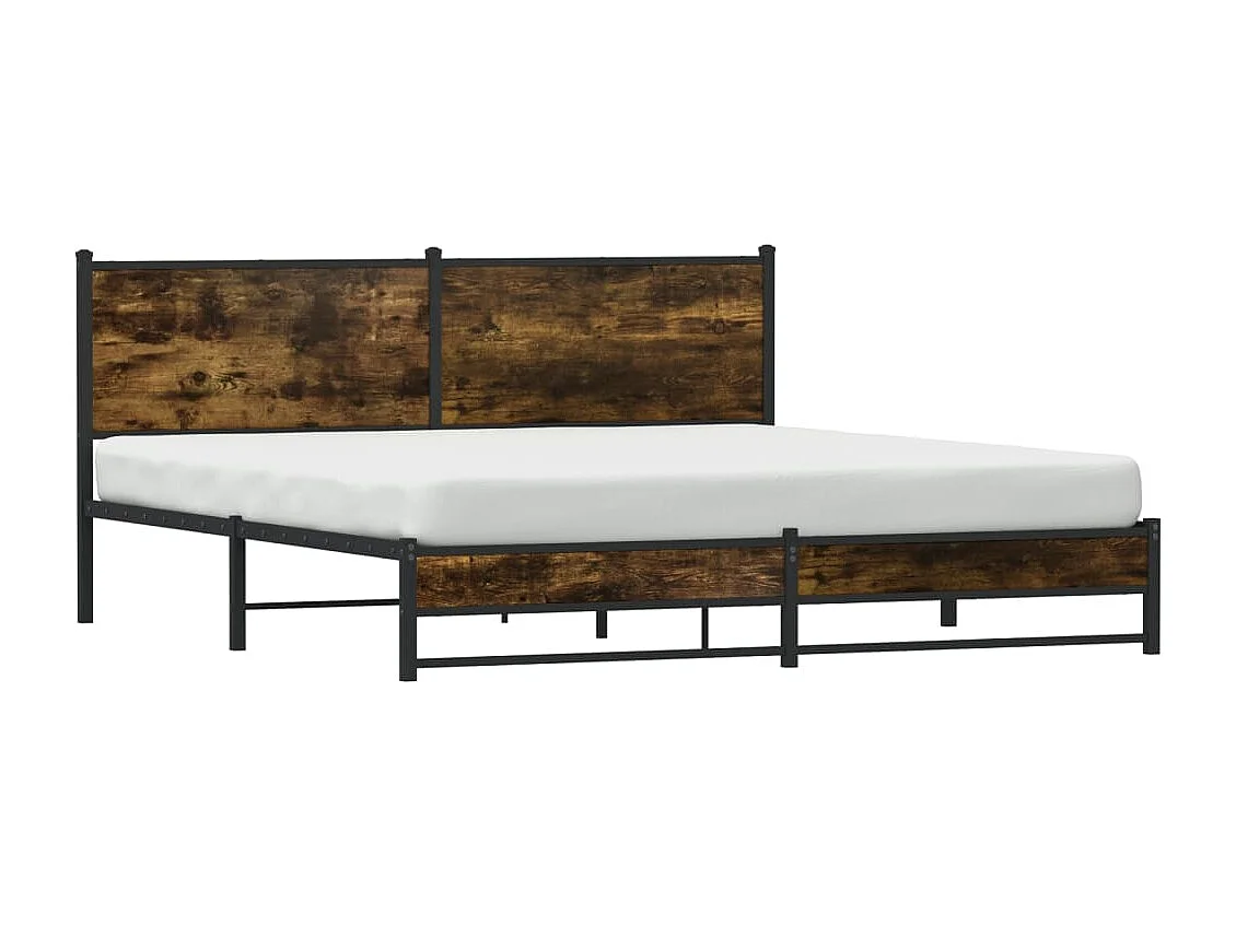 Cadre de lit en métal sans matelas chêne fumé 183x213 cm