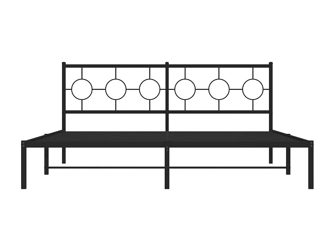 Cadre de lit métal sans matelas avec tête de lit noir 183x213cm