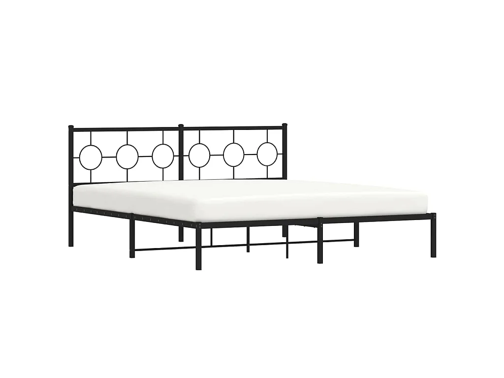 Cadre de lit métal sans matelas avec tête de lit noir 183x213cm