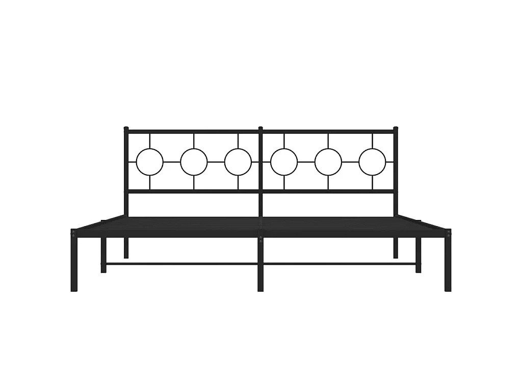 Cadre de lit métal sans matelas avec tête de lit noir 183x213cm
