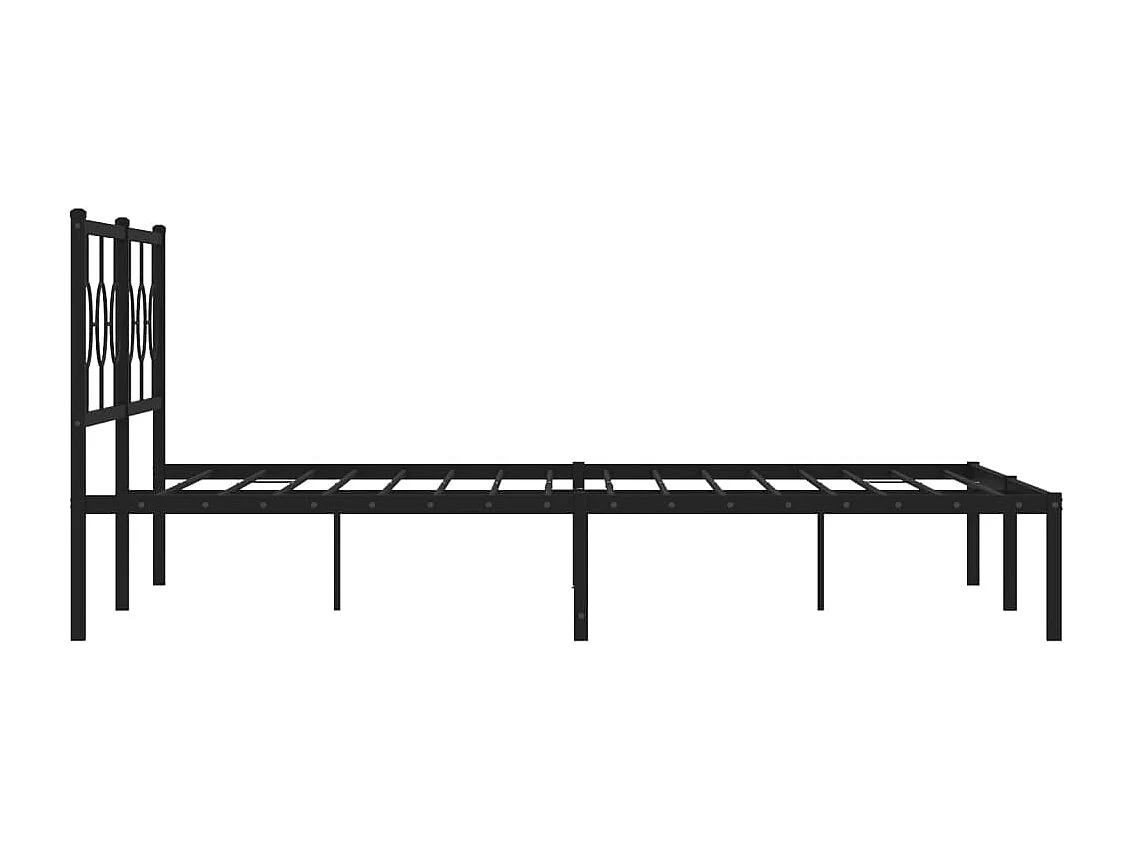 Cadre de lit métal sans matelas avec tête de lit noir 183x213cm