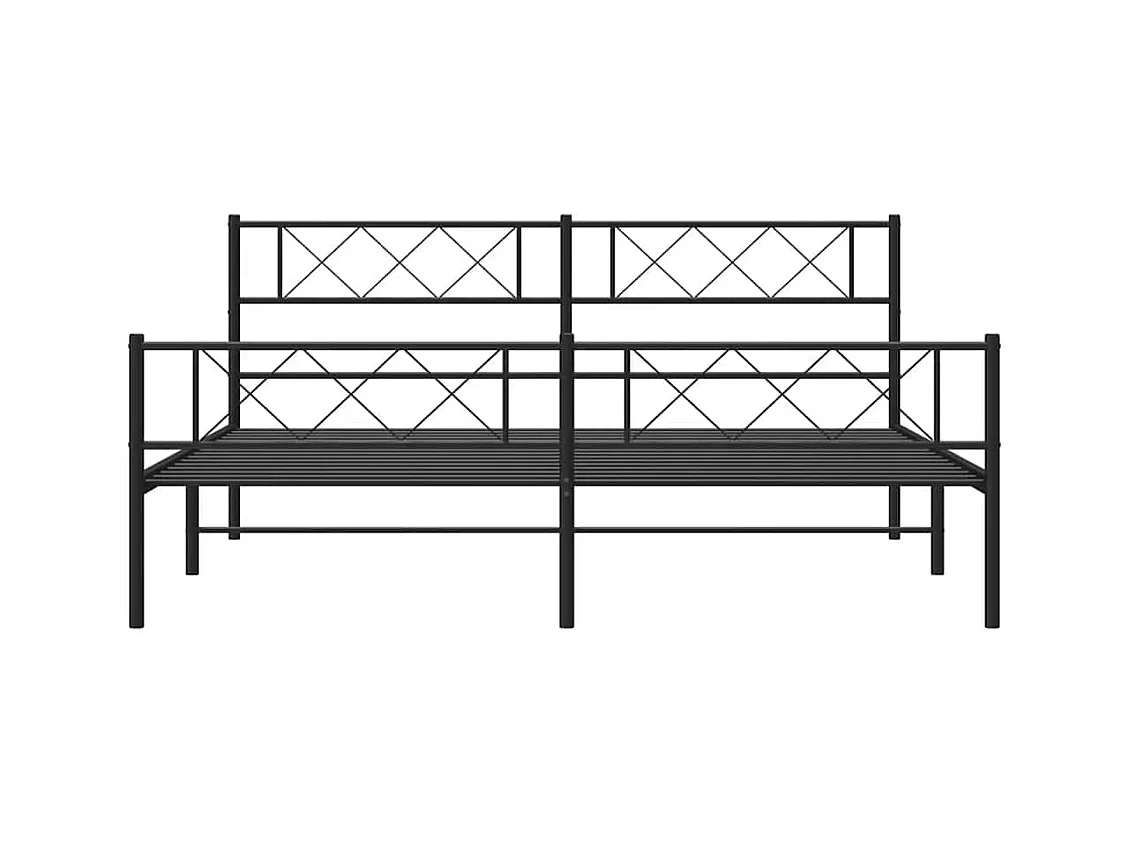 Cadre de lit métal sans matelas avec pied de lit noir 183x213cm