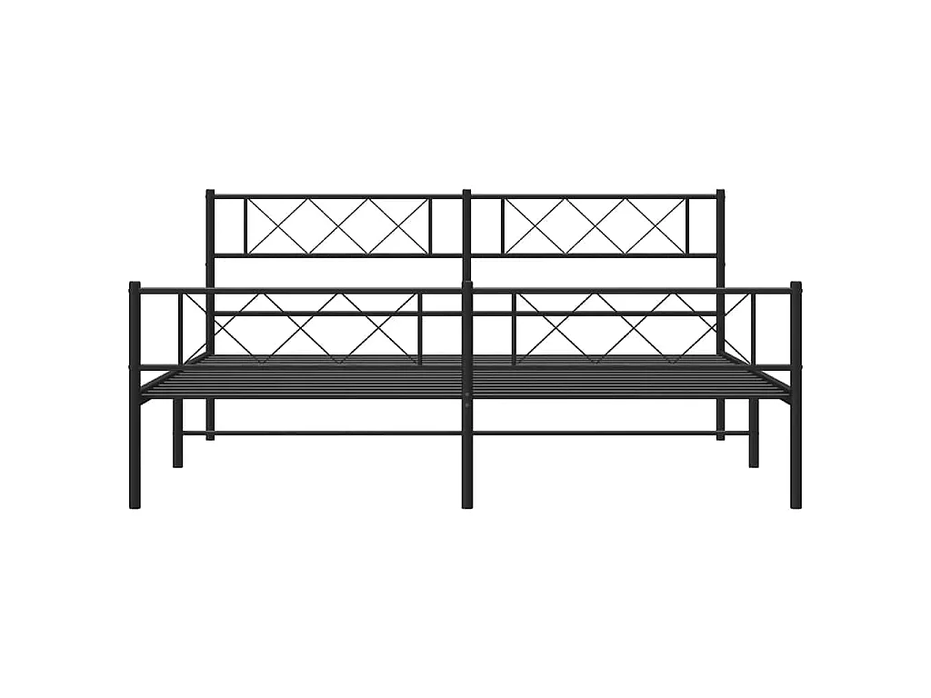 Cadre de lit métal sans matelas avec pied de lit noir 183x213cm