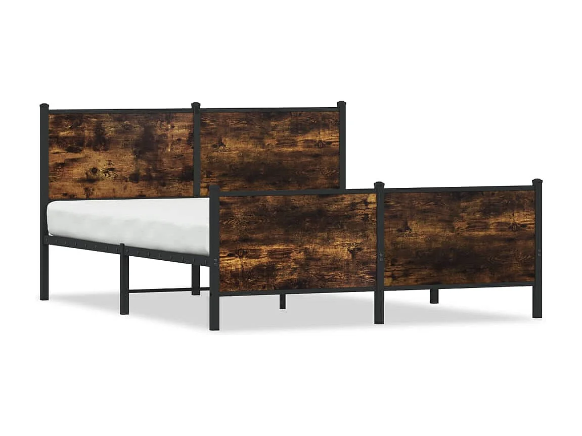 Estructura de cama sin colchón metal roble ahumado 137x190 cm