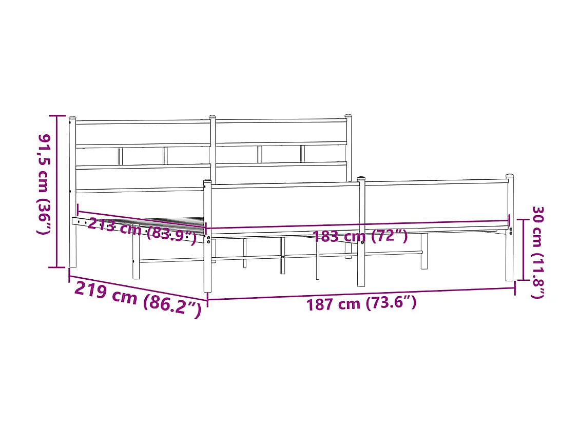Giroletto senza Materaso in Metallo Rovere Marrone 183x213 cm