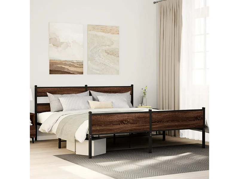 Giroletto senza Materaso in Metallo Rovere Marrone 183x213 cm