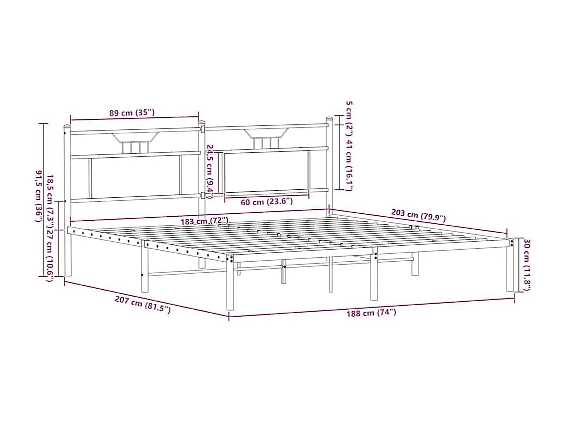 Estructura de cama sin colchón roble marrón 183x203 cm