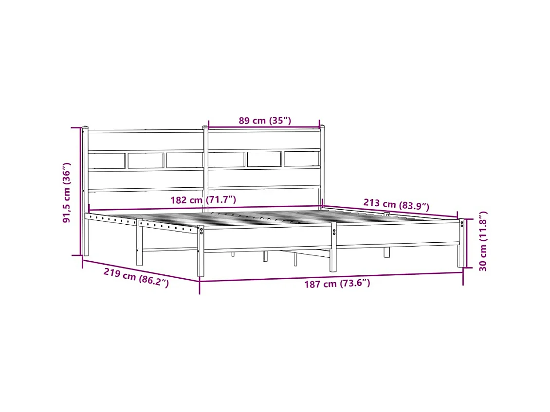 Cadre de lit en métal sans matelas chêne sonoma 183x213 cm
