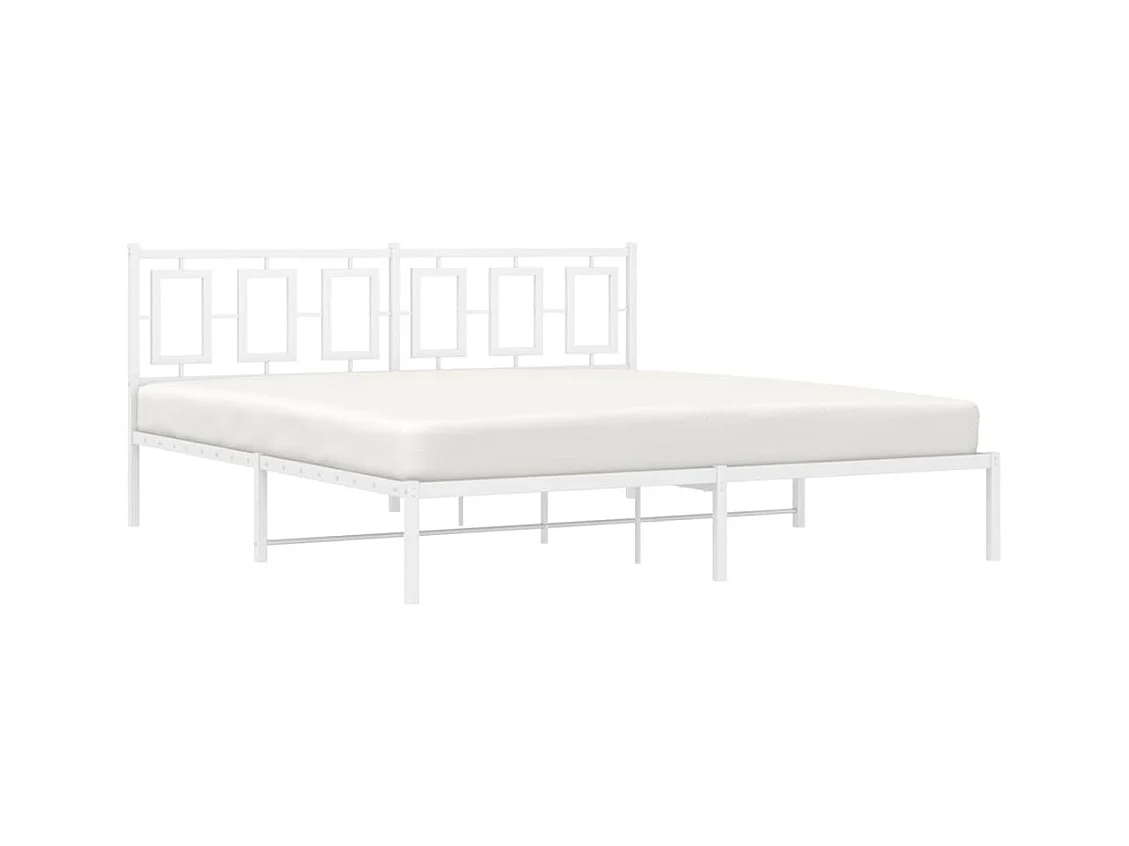 Cadre de lit métal sans matelas et tête de lit blanc 183x213 cm